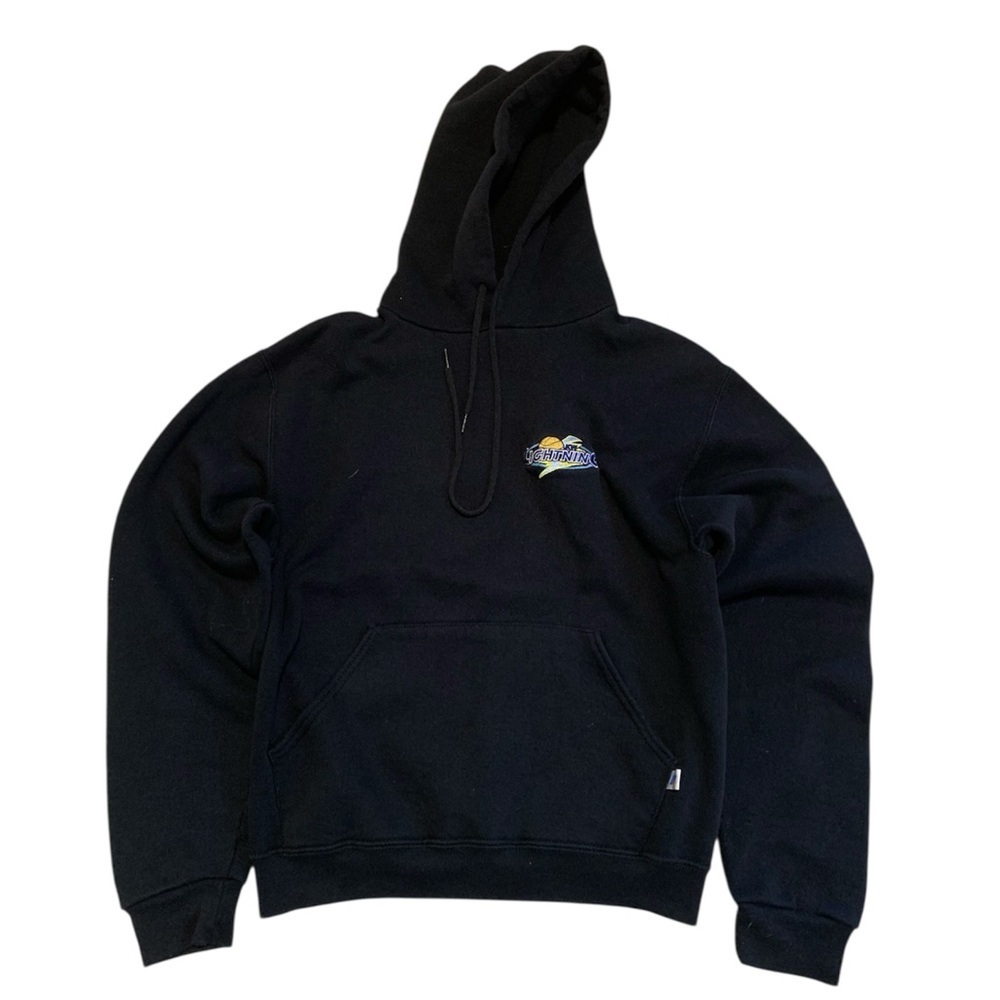 💜 Russell Athletic S Black Dri-Power Hoodie Sweatshirt Embroidered Graphic